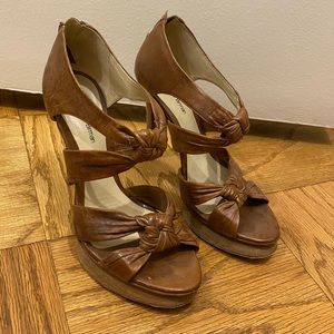 Alexandre Birman Brown Leather Tie Knot Sandals